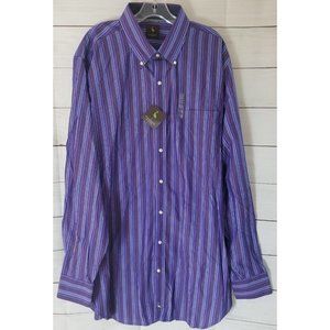 NWT TAILORBYRD 3XLT Big & Tall Purple Striped Flip Cuff Cotton Button Down Shirt